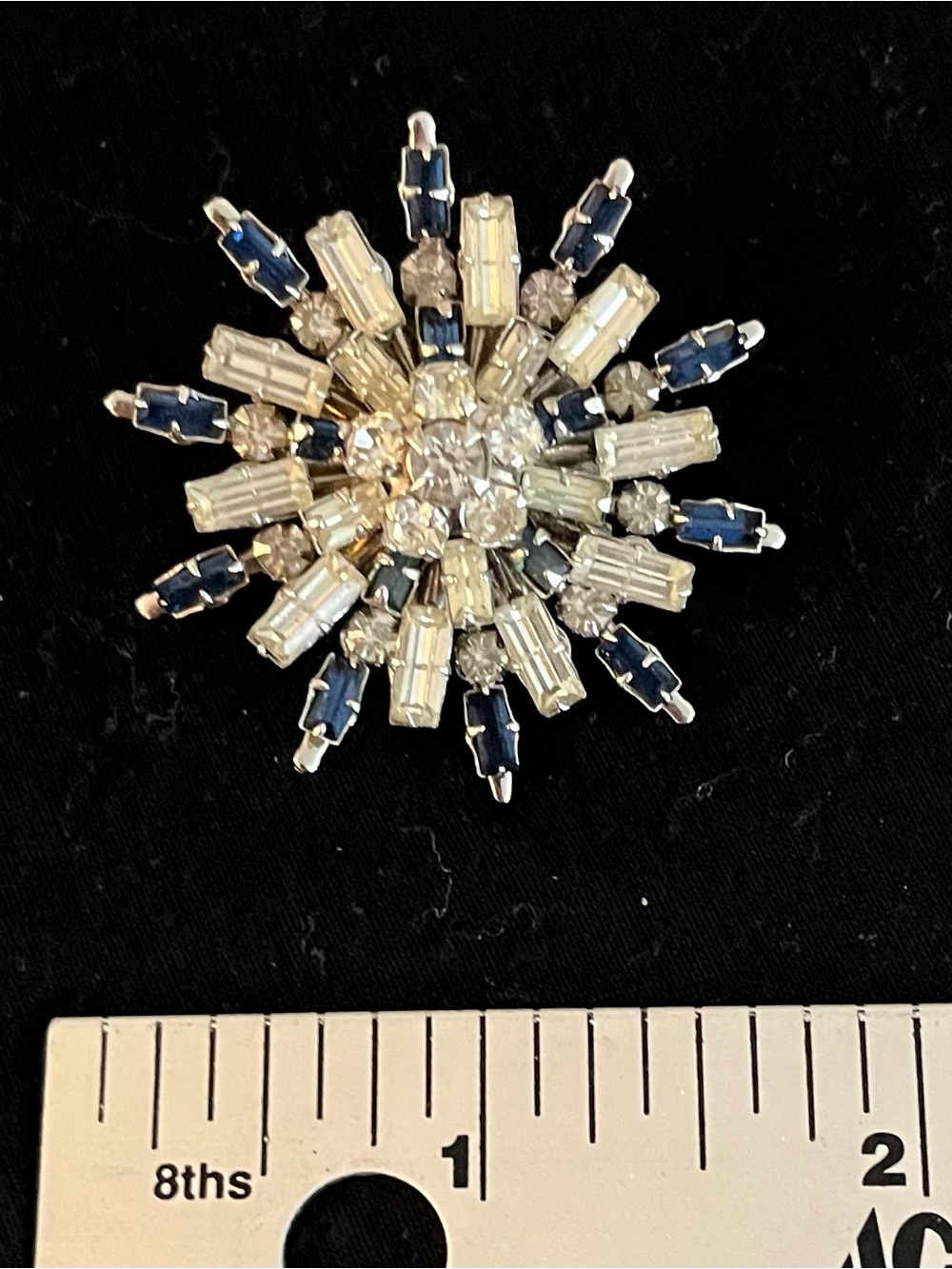 Vintage-Style Blue and Clear Starburst Brooch - Brand